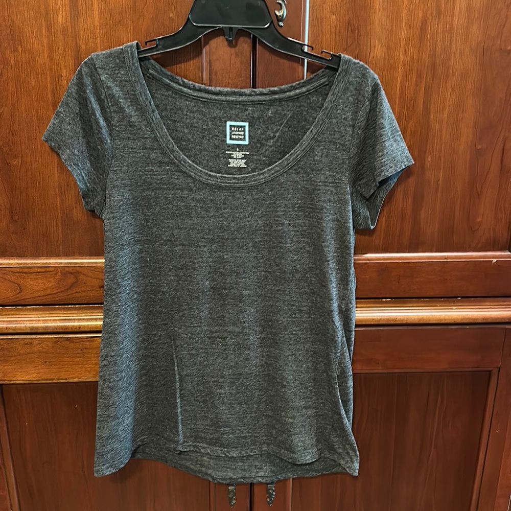 Charcoal gray, scoop neck tee